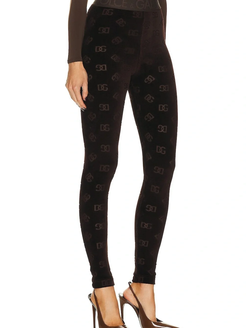 NWT Dolce & Gabbana High Waisted Pant in Espresso Brown size 44 Logo